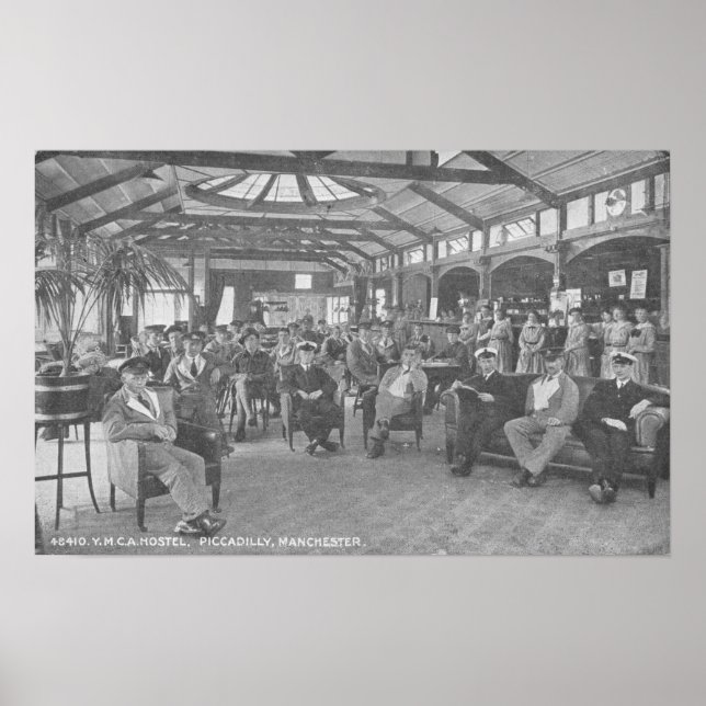 Póster YMCA Hostel, Piccadilly, Manchester, c.1910 (Frente)