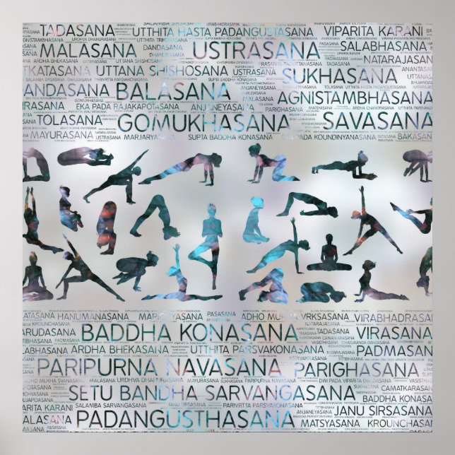 Poster Yoga Asanas / Poses Sânscrito Word Art Labradorite (Frente)