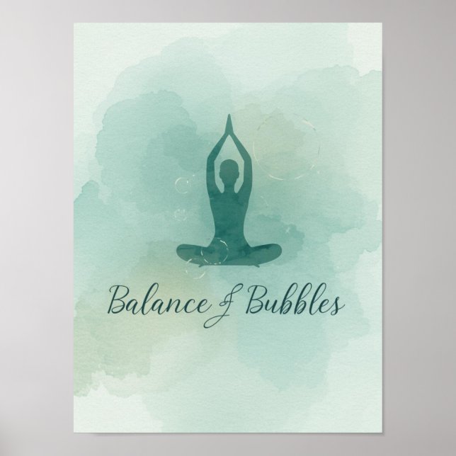 Poster Yoga Balance and Bubbles for Yoga Party  (Frente)