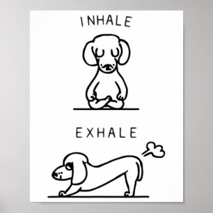 Poster Yoga de Dachshund Inalar Exalar