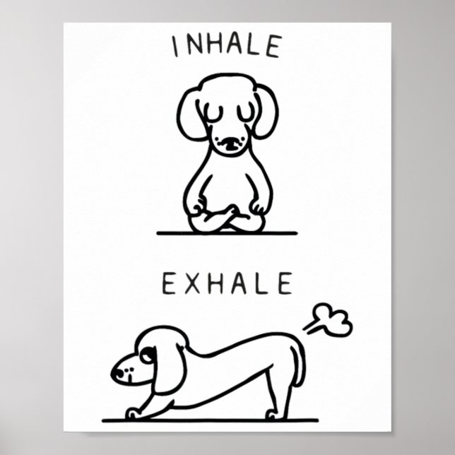 Poster Yoga de Dachshund Inalar Exalar (Frente)