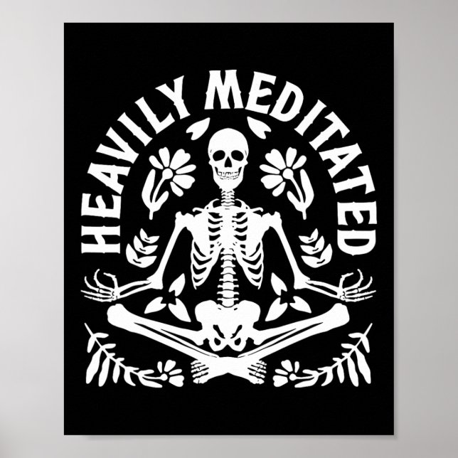 Poster Yoga de Meditação Profundamente Meditado Esqueleto (Frente)