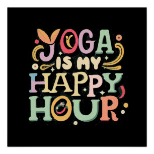 Póster Yoga É Minha Hora Feliz