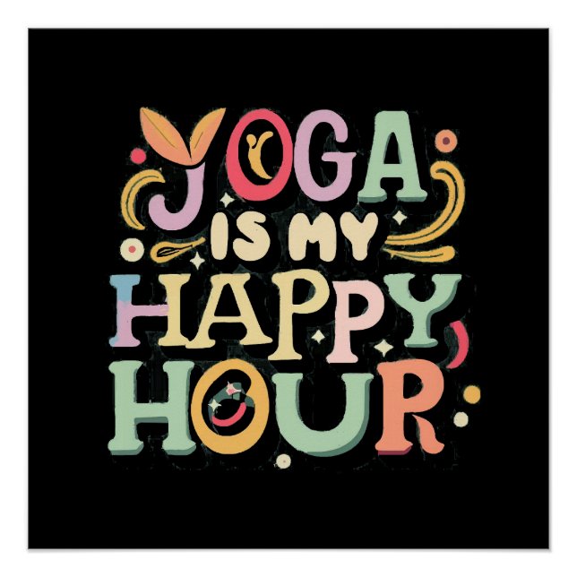Póster Yoga É Minha Hora Feliz (Frente)