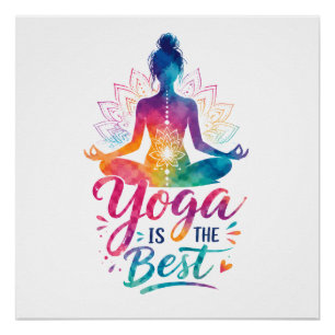 Póster Yoga É o Melhor – Silhueta Colorida de Meditação