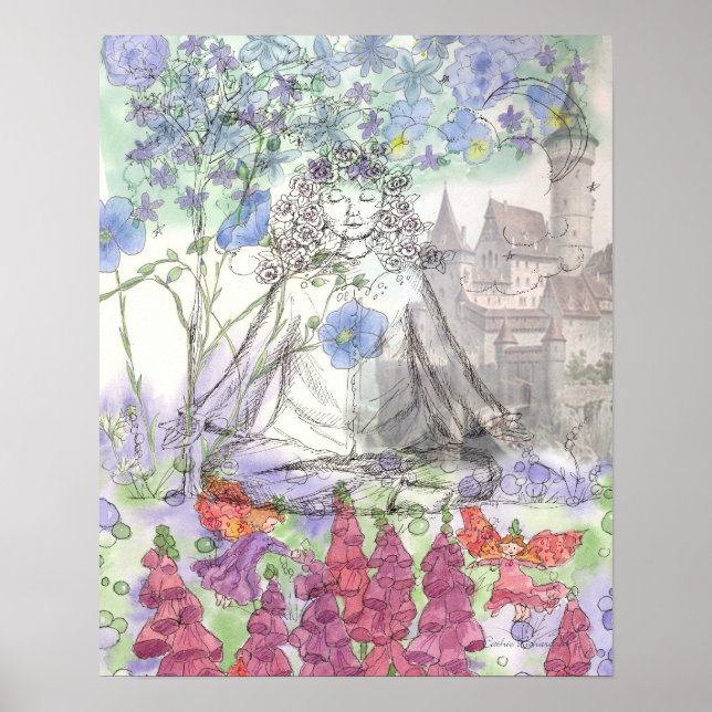 Poster Yoga Fairy Castle Floral Collage (Frente)