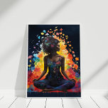 Poster Yoga Girl Meditting Flowers Universo<br><div class="desc">Yoga Girl Meditando Flores Poster</div>