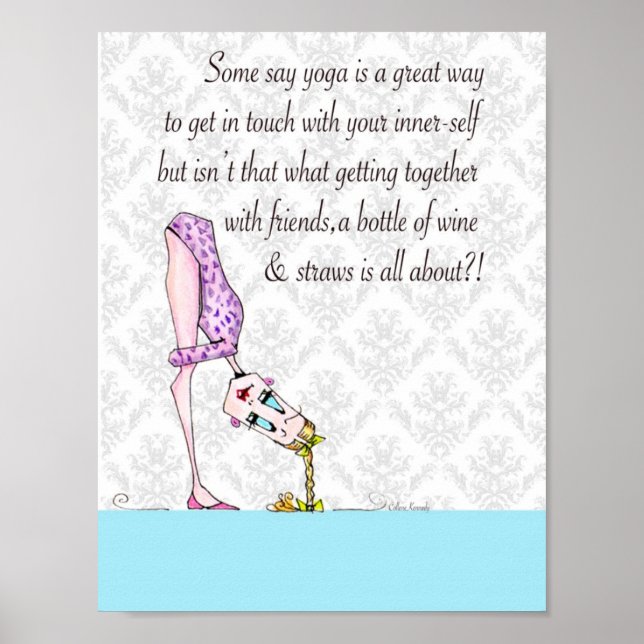 Póster Yoga Humor Impressão, humor engraçado para mulhere (Frente)