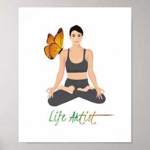 Poster Yoga Life Artist Slogan Butterfly Inspirational