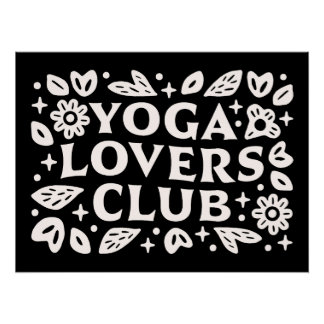 Póster Yoga lover club funny yogi quotes black