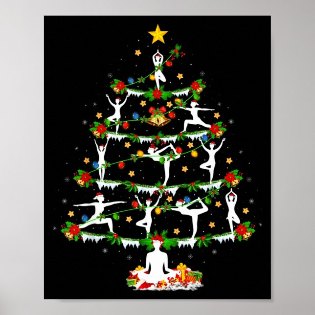 Poster Yoga Lover Xmas Lighting Yoga Christmas Tree  (Frente)