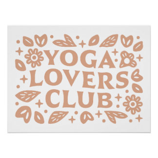 Póster Yoga lovers club girls group beige girly aesthetic