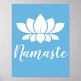 Poster Yoga Namaste White Lotus Flower & Calm Blue