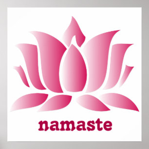 Poster yoga pink lotus namaste