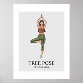 Poster Yoga-Pose-Árvore Equilíbrio-Estresse