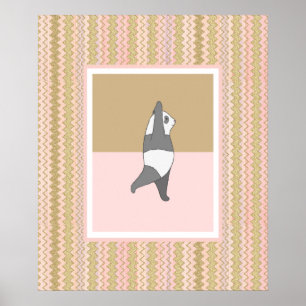 Poster Yoga Pose Panda Fundo Rosa