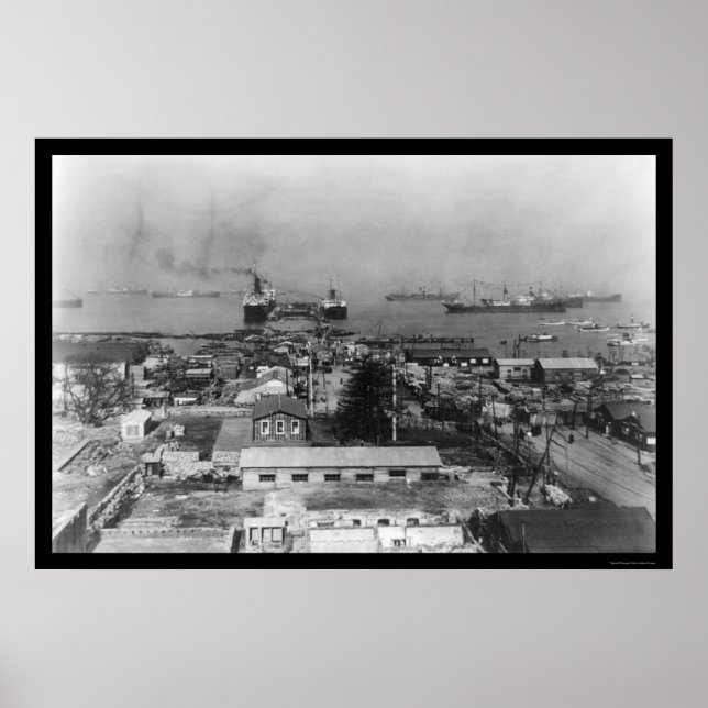 Póster Yokohama Japan Harbor 1909 (Frente)