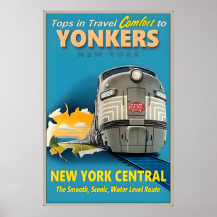 Poster Yonkers Nova York Central Railroad Tops em Viagem