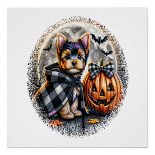Póster Yorkie Cachorro Halloween