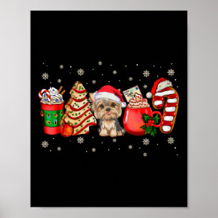 Poster Yorkie Dog Natal Pijamas Café Latte Mugs Xma