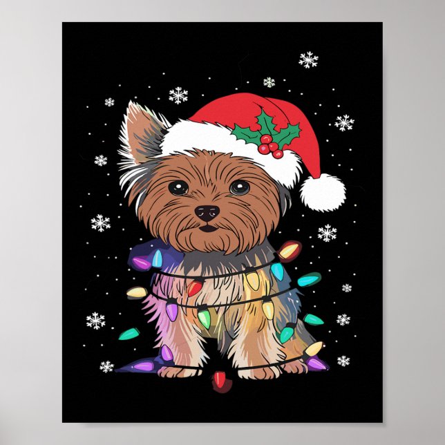 Poster Yorkie Dogs Árvore Natal Sweater Xmas Pet Animal (Frente)