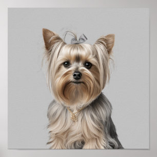 Poster Yorkie Illustration Wall Art for Dog lover Natural