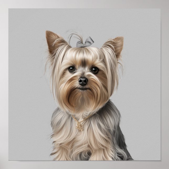 Poster Yorkie Illustration Wall Art for Dog lover Natural (Frente)