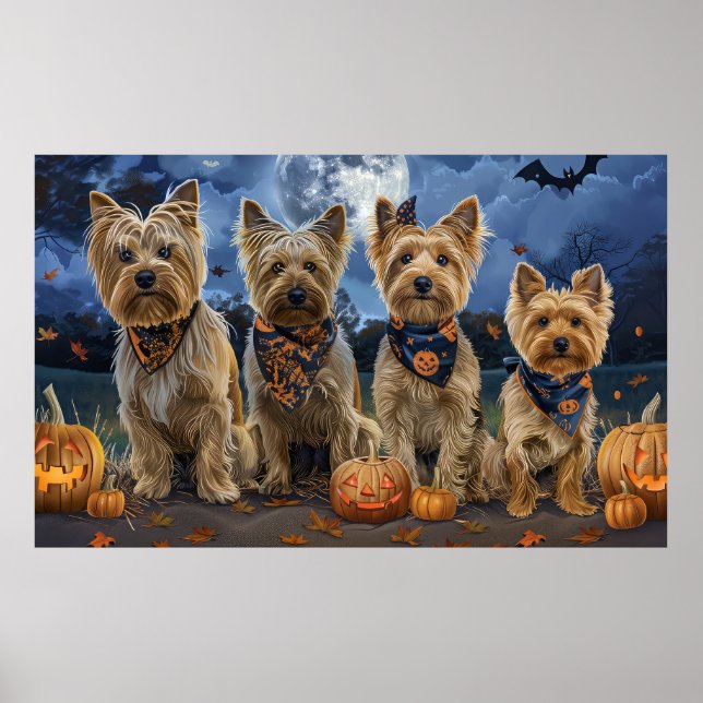 Poster Yorkipoo Halloween Spooky (Frente)