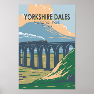 Poster Yorkshire Dales National Park England Vintage