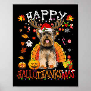 Poster Yorkshire Dog Halloween Natal Dog Feliz Hallot