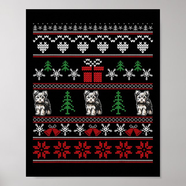 Poster Yorkshire Terrier Christmas Family Ugly Natal (Frente)