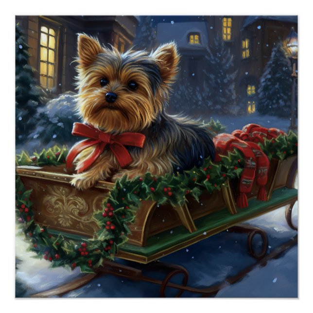 Póster Yorkshire Terrier Christmas Fesason (Frente)