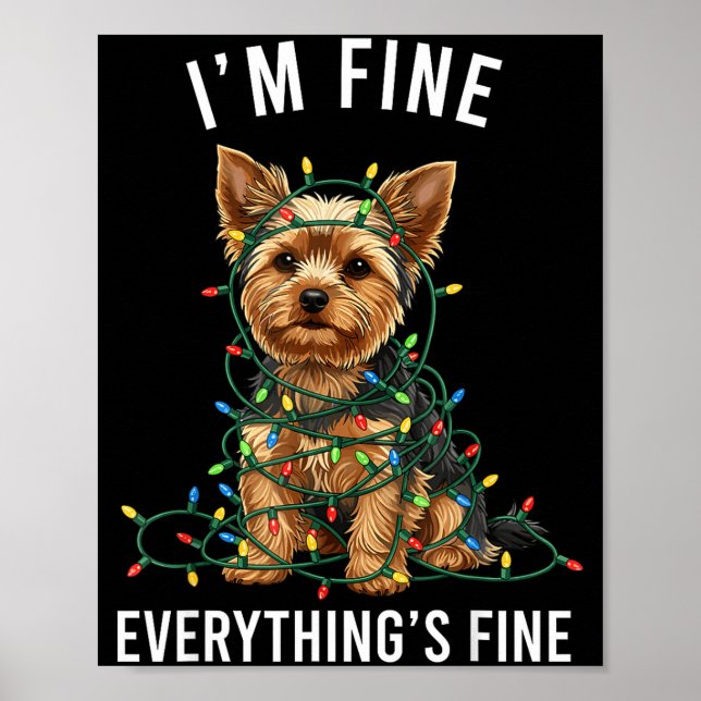 Poster Yorkshire Terrier Christmas I'm Fine Everything Is (Frente)