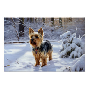 Póster Yorkshire Terrier Deixe Nevar Natal