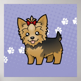 Póster Yorkshire terrier dos desenhos animados (cabelo