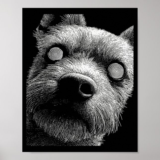 Poster Yorkshire Terrier Hipnótico Olhos Diferentes Weird (Frente)