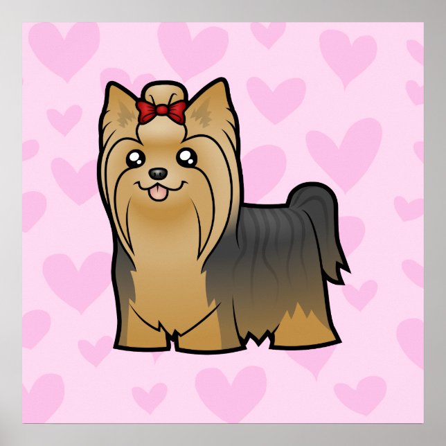Poster Yorkshire Terrier Love (cabelo comprido com arco) (Frente)