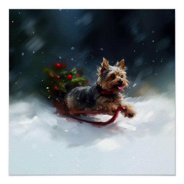 Póster Yorkshire Terrier Natal inverno (Frente)