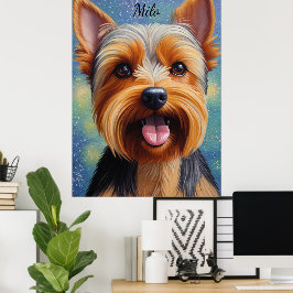 Poster Yorkshire Terrier Pointillism Cão Portrait