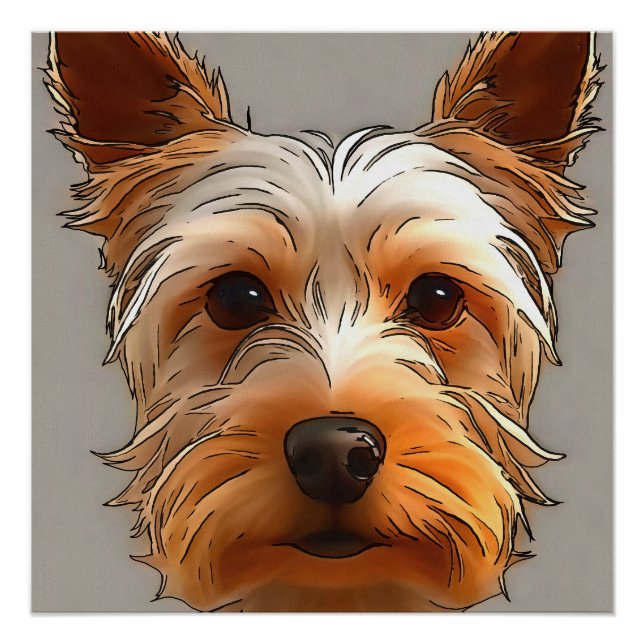 Póster Yorkshire Terrier Puppy Head Portrait (Frente)