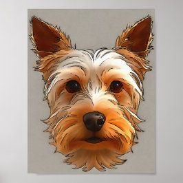 Poster Yorkshire Terrier Puppy Head Portrait