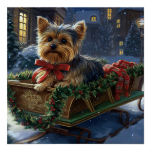 Póster Yorkshire Terrier Temporada de Natal