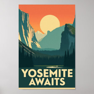 Poster Yosemite Aguarda - Cartaz de Viagem Retro