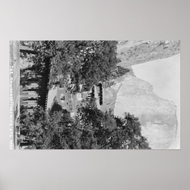 Póster Yosemite, CA - O Lodge Ahwahnee e El Capitan (Frente)