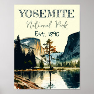 Poster Yosemite National Park - Cor d'água Half Dome Suns