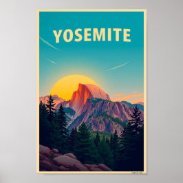 Poster Yosemite National Park Half Dome Vintage