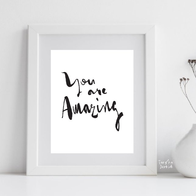 Poster You are amazing Minimalist Motivational Inspired (You are amazing Minimalist Motivational Poster Inspirational Quotes Home Office gift in Black White)