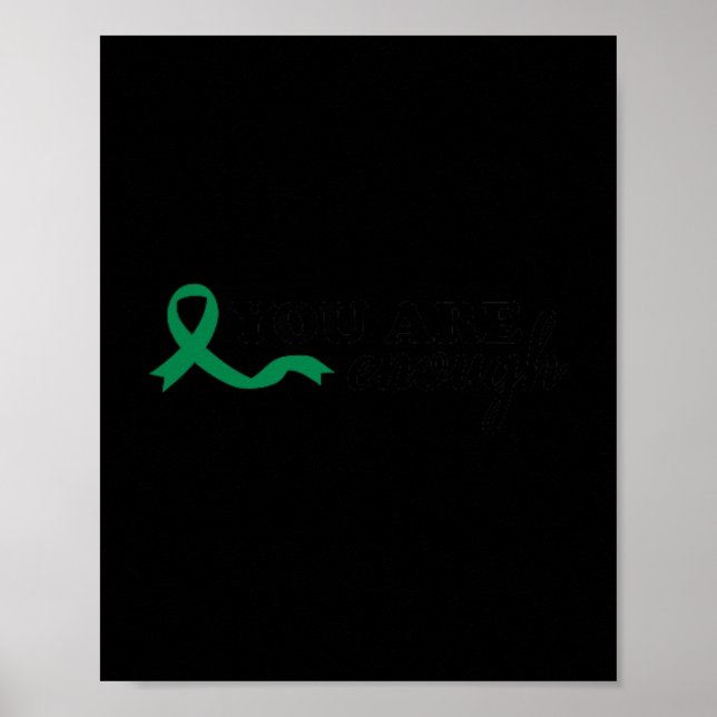 Poster You Are Enough Mental Health Green Ribbon Suicide  (Frente)