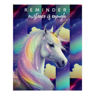Póster You Are Enough Reminder White Unicorn Inspiration