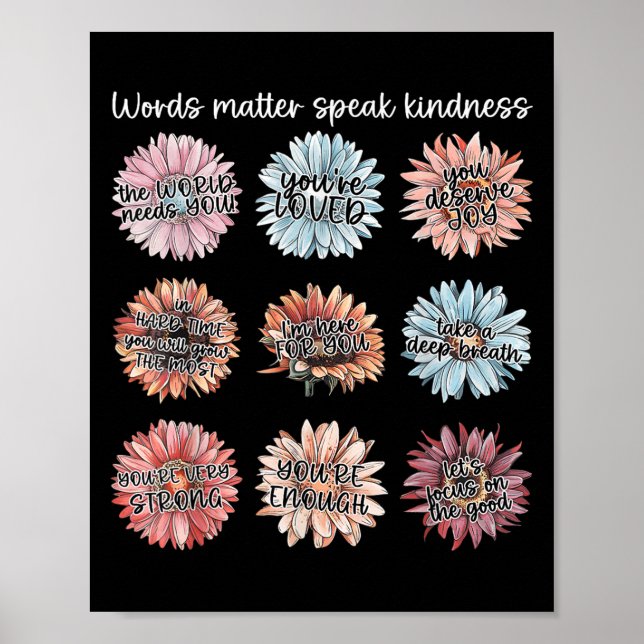 Poster You Are Enough Words Speak Kindness Sitive Daisy  (Frente)